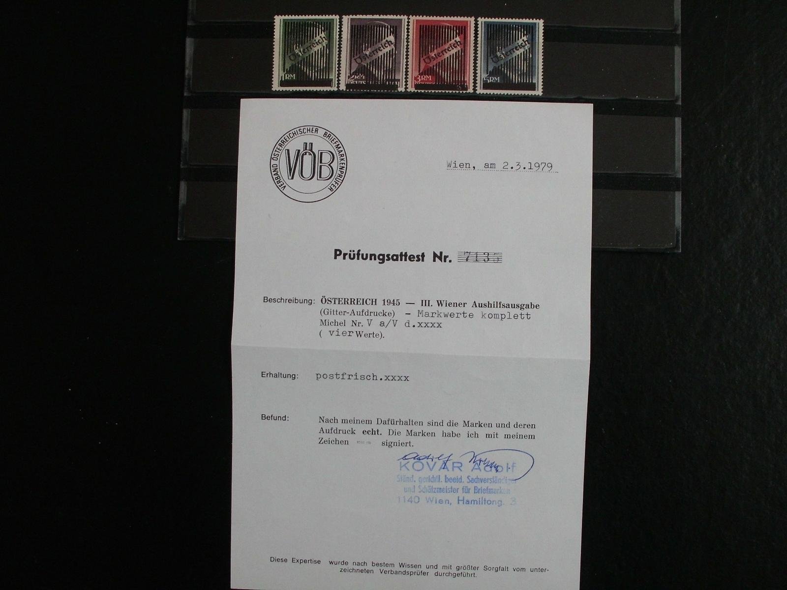 Rakousko čistá ** 1945, Va-Vd, Z14, ověřená série