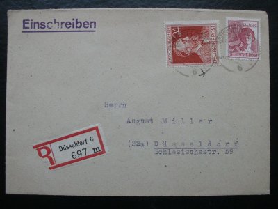 Německo 1947, prošlá doporučená pošta