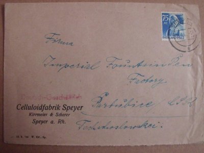Německo 1948, Francouzská zóna Rheinland-Pfalz, firemní pošta do ČSR