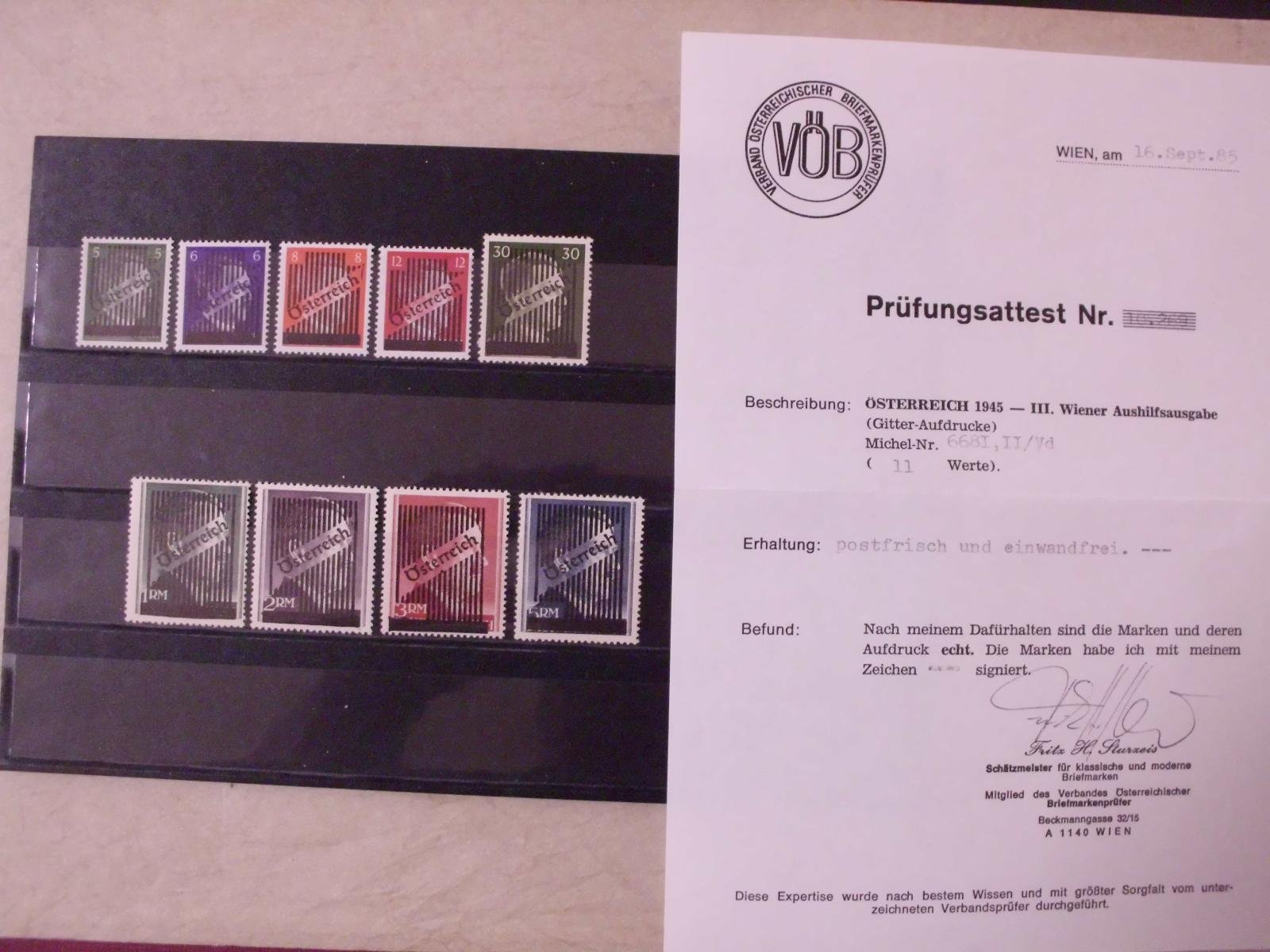 Rakousko čistá ** 1945, vše ověřeno
